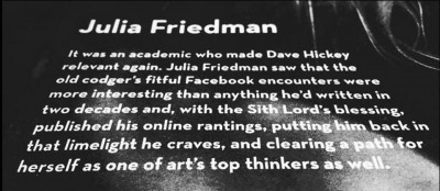 Julia Friedman included in Mat Gleason’s Coagula #113: ”Eric Minh Swenson’s 160 Art Stars Today's Art Scene"